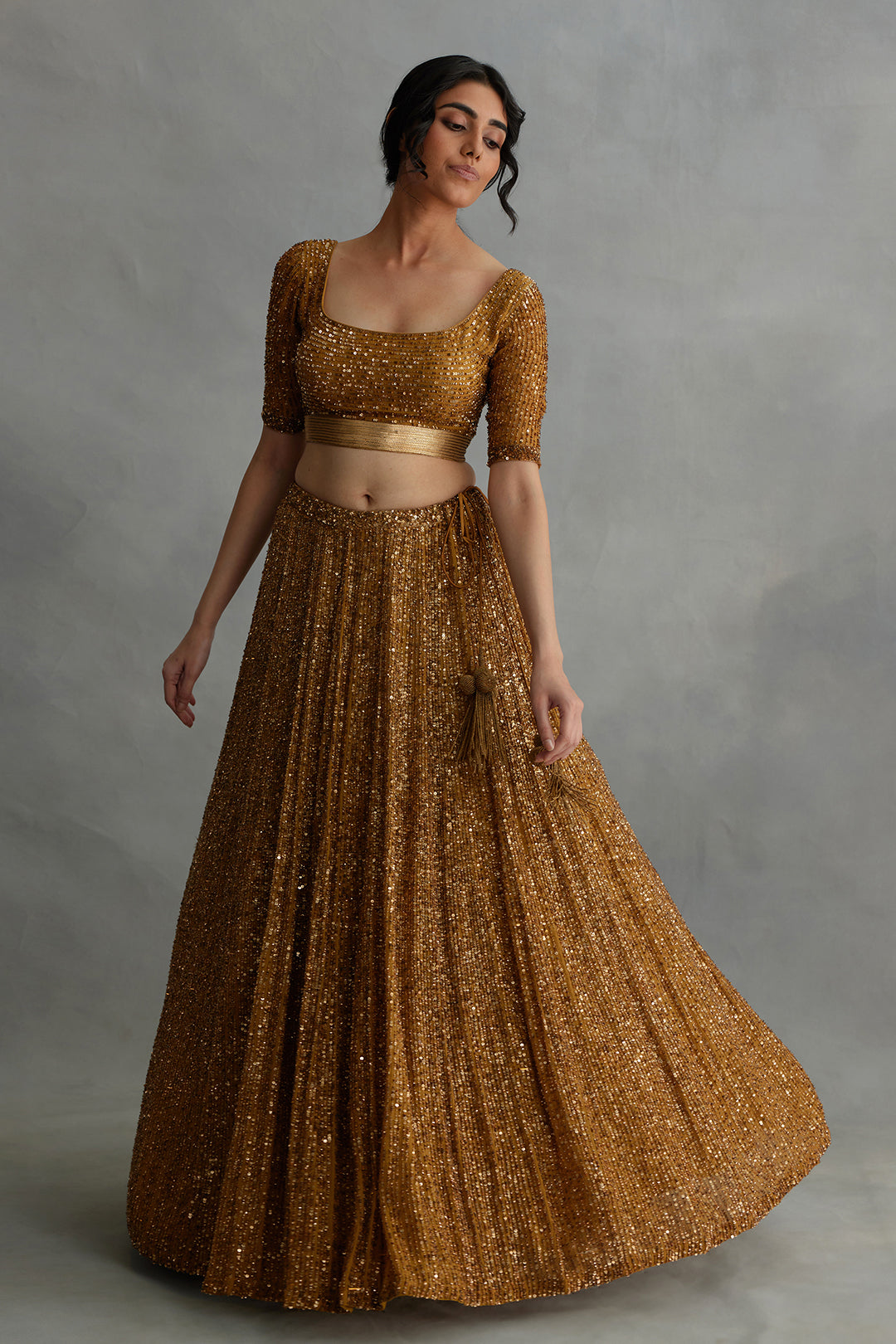 Lehenga Set in all over Line Sequin Embroidery