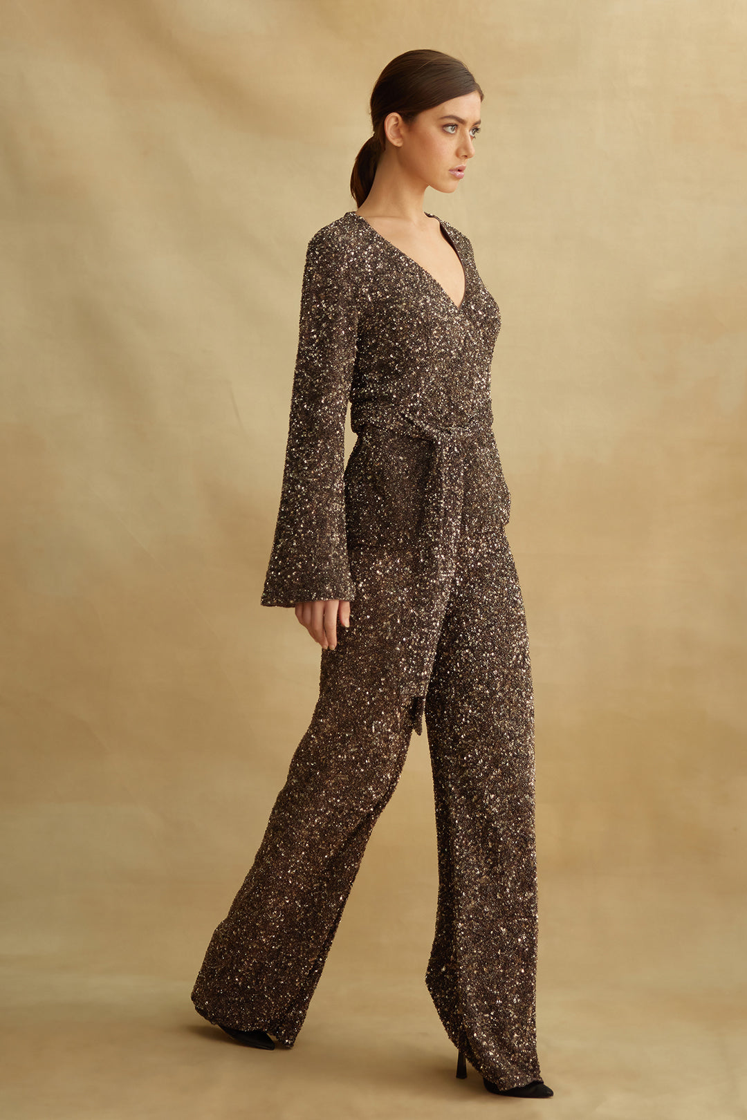 Jacket Set with all over Sequin Embroidery