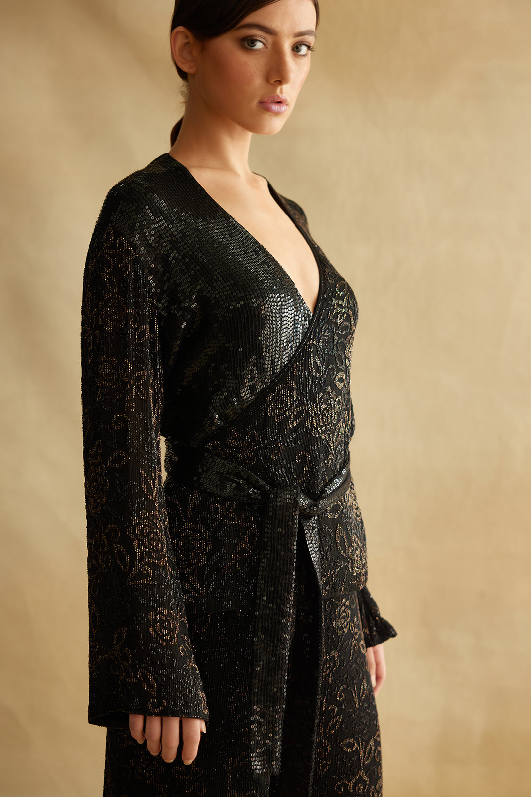 Jacket Set with Spiral Beadwork and Sequin Embroidery