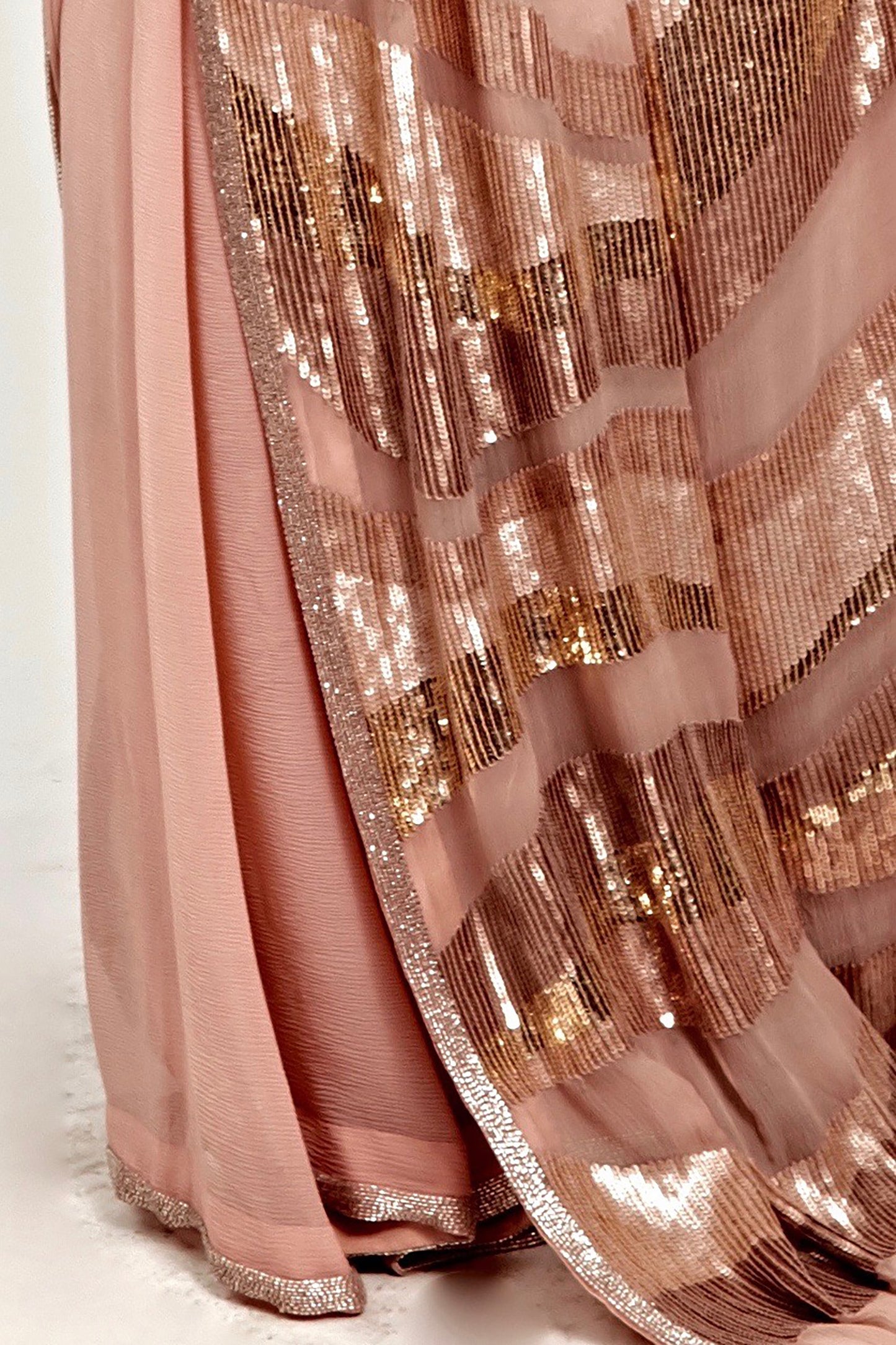 Sari Set with Striped Sequin Pattern