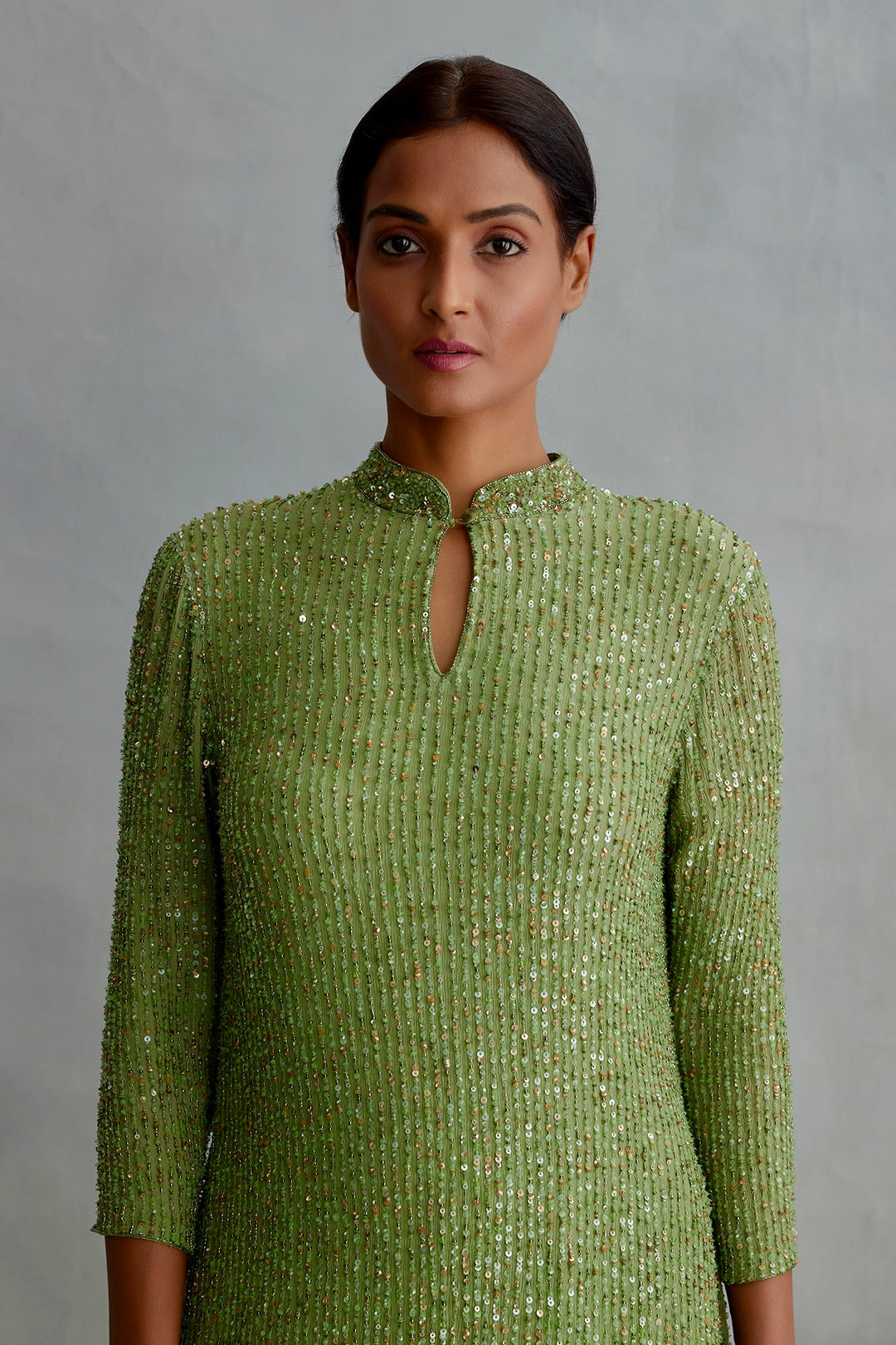 Gharara Set in Tonal Line Sequin Embroidery