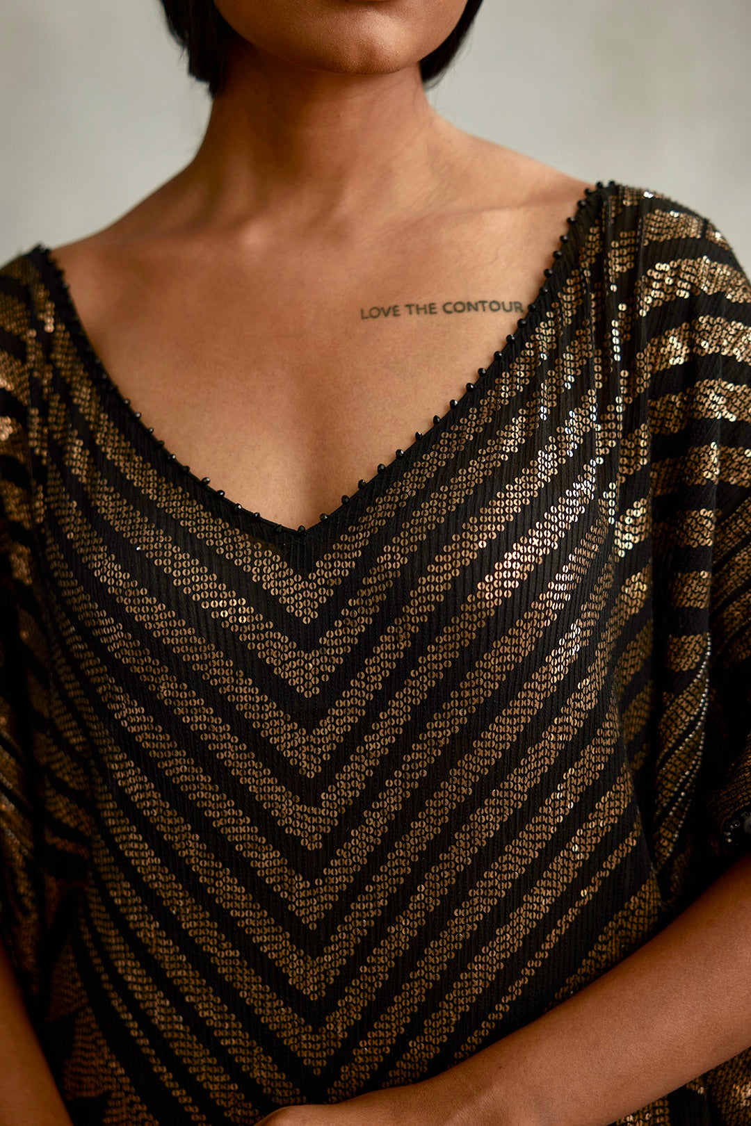 Kaftan Set In Small Sequin Embroidery