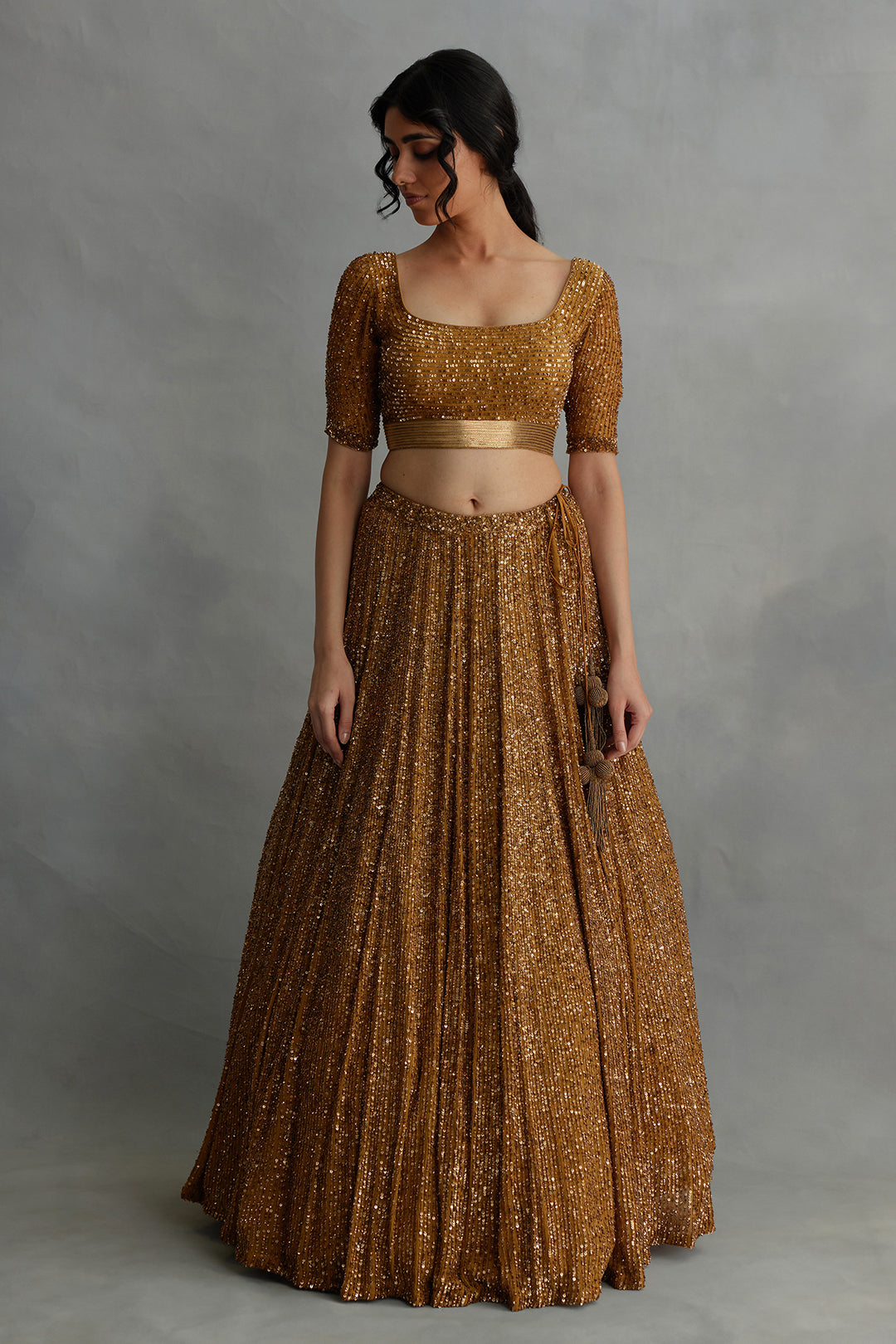 Lehenga Set in all over Line Sequin Embroidery