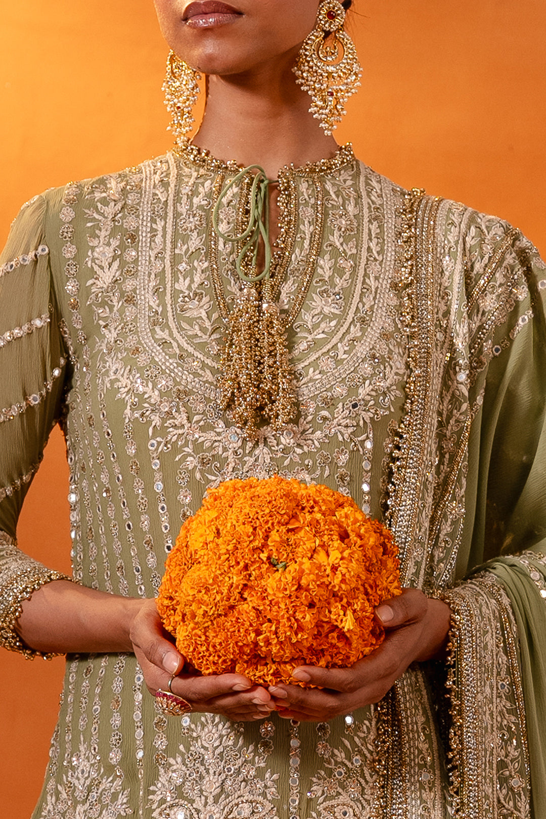 Gharara Set in Mirror and Thread embroidery