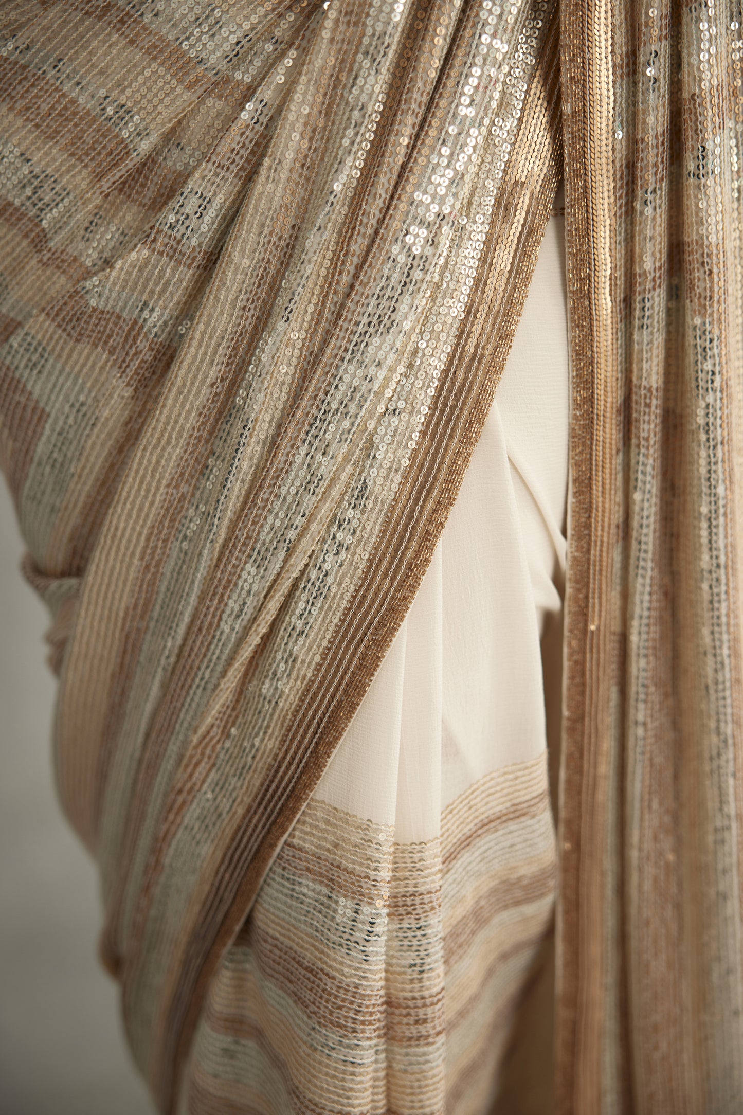 Sari Set in Illusion Design in Tiny Sequin Embroidery