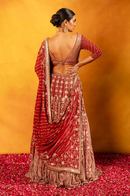 Lehenga Set with Ivory Thread and Sequin Embroidery