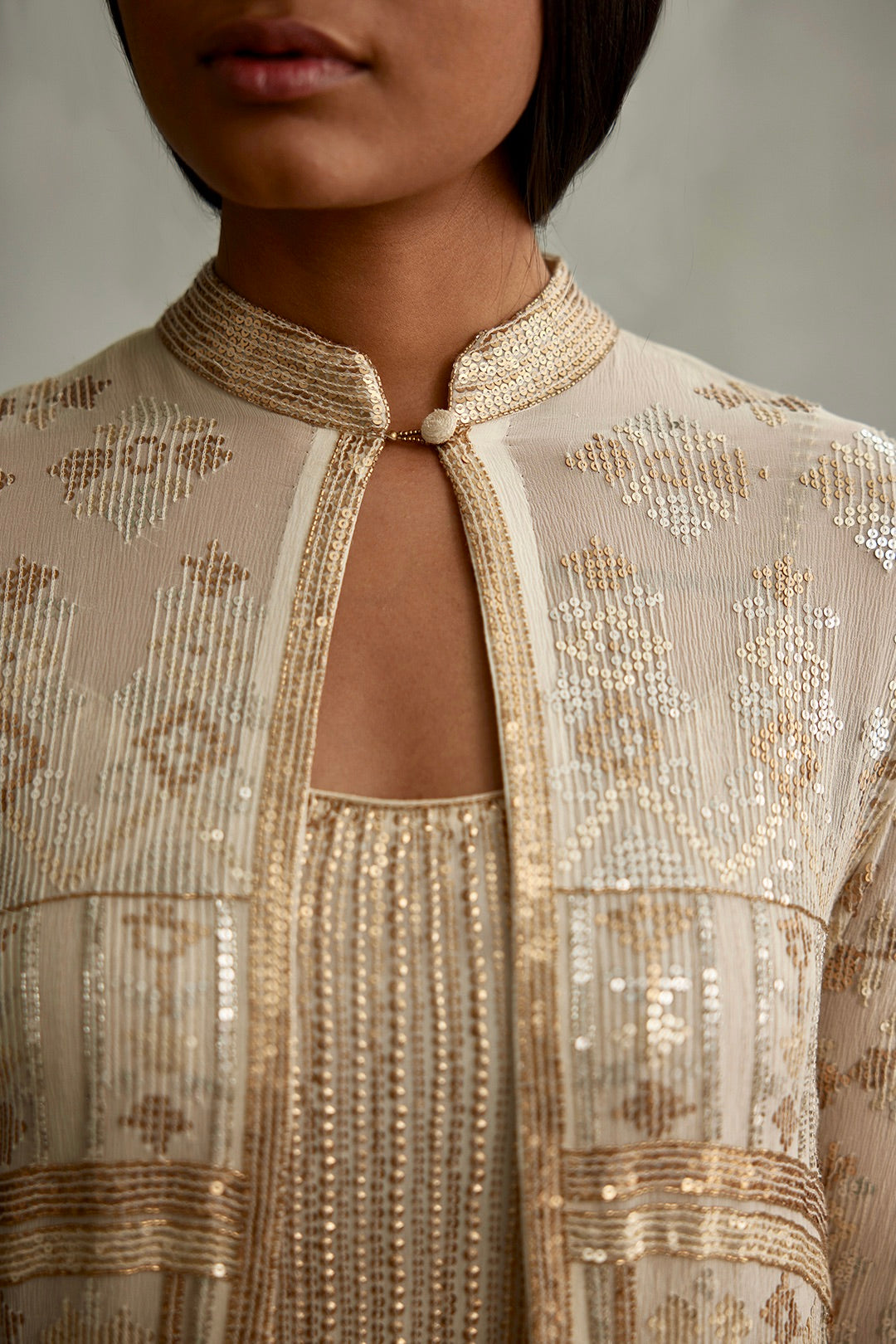 Jacket Set in Small Sequins Embroidery