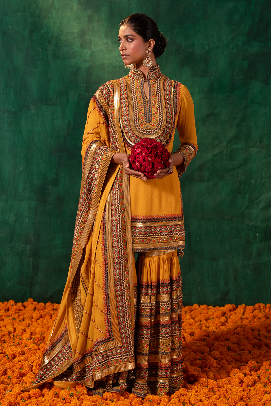 Gharara Set in Tribal Thread and Sequin Embroidery