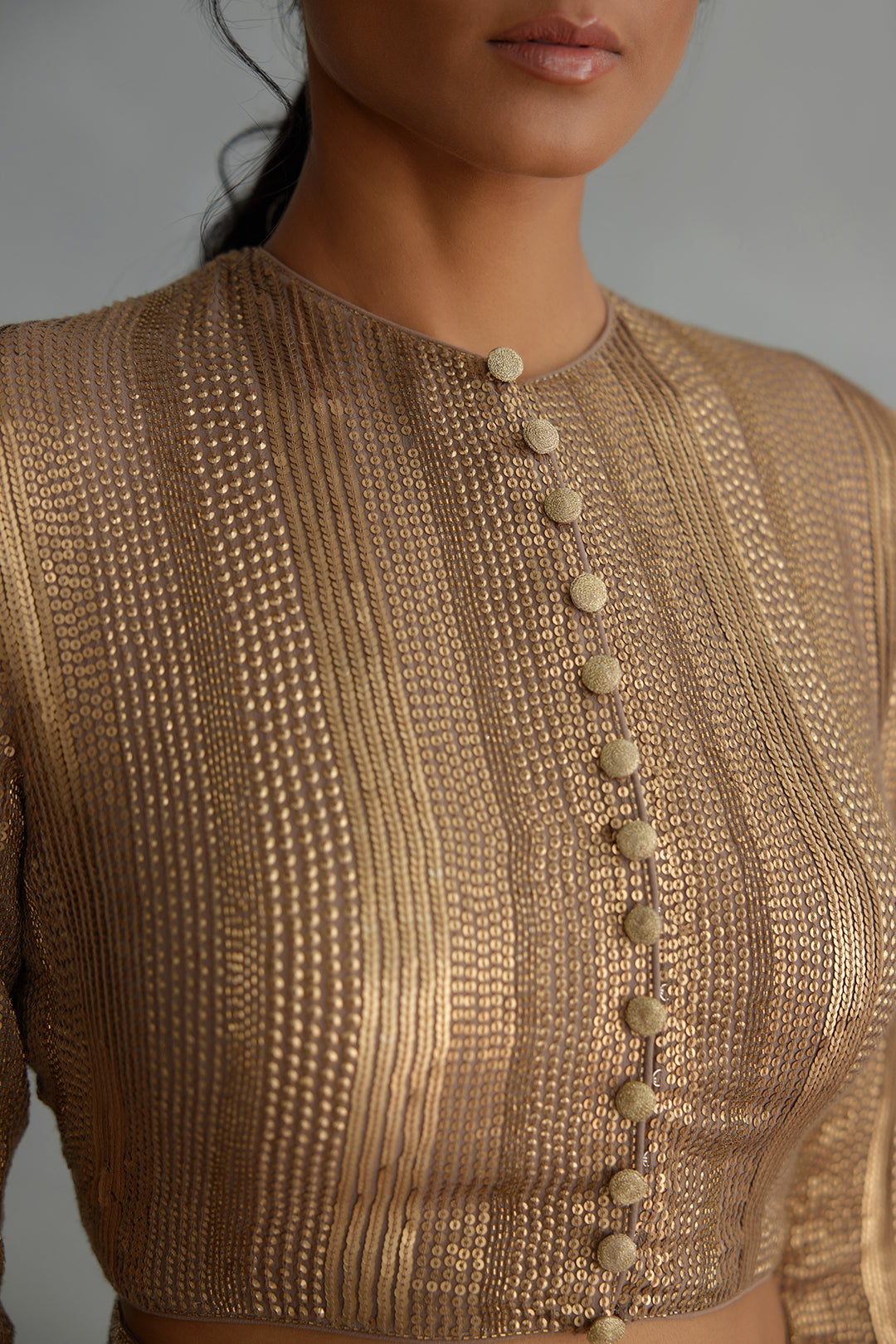 Sari Set in Diagonal Dots Sequin Embroidery
