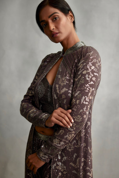 Jacket Set in Small Sequins Embroidery