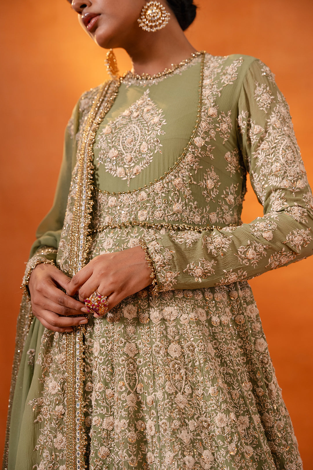 Anarkali Set with Thread & Mirror Embroidery