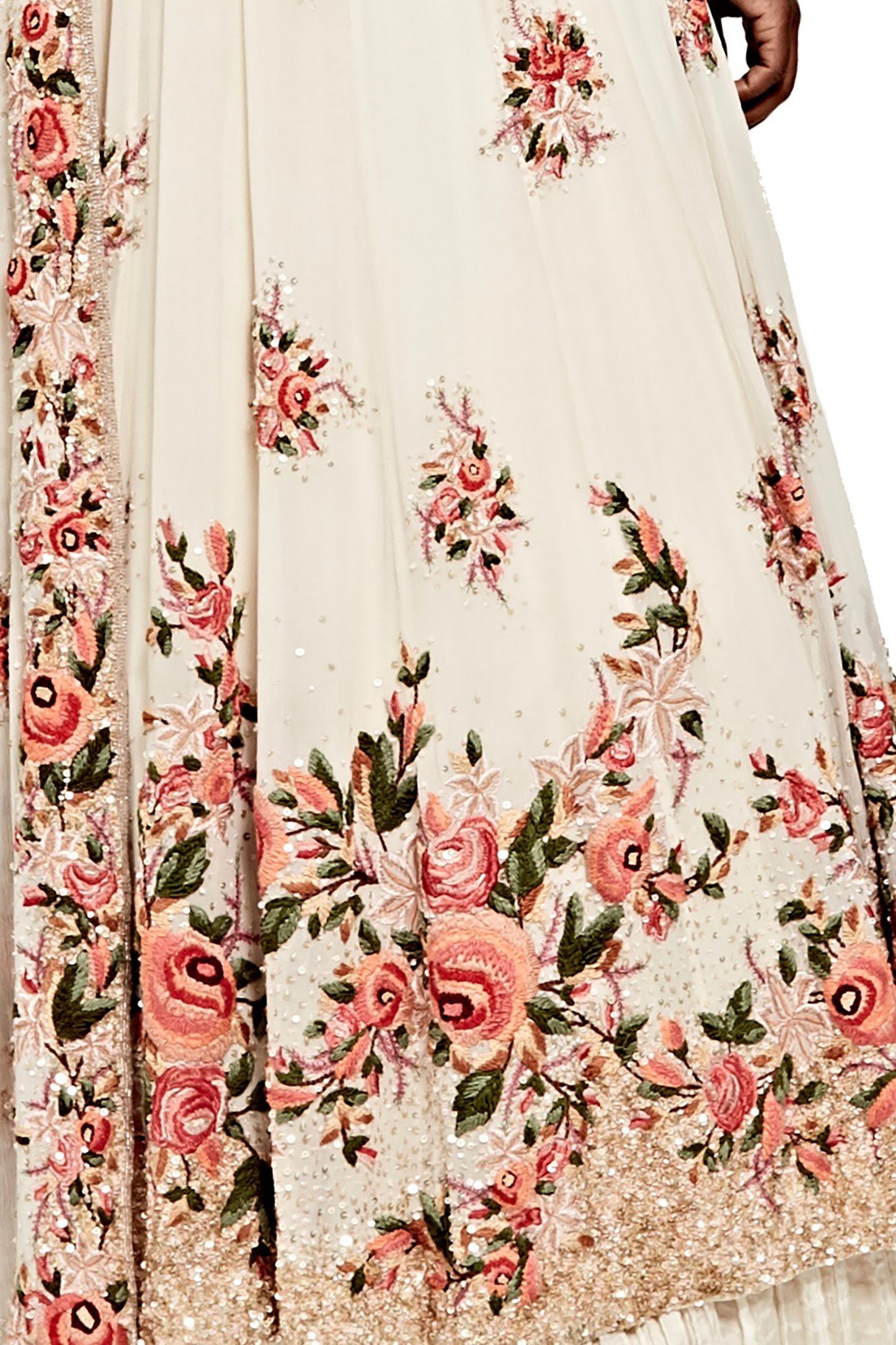 Anarkali Kurta Set in Floral Thread Embroidery