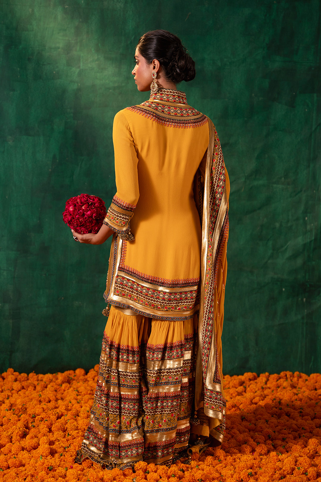 Gharara Set in Tribal Thread and Sequin Embroidery