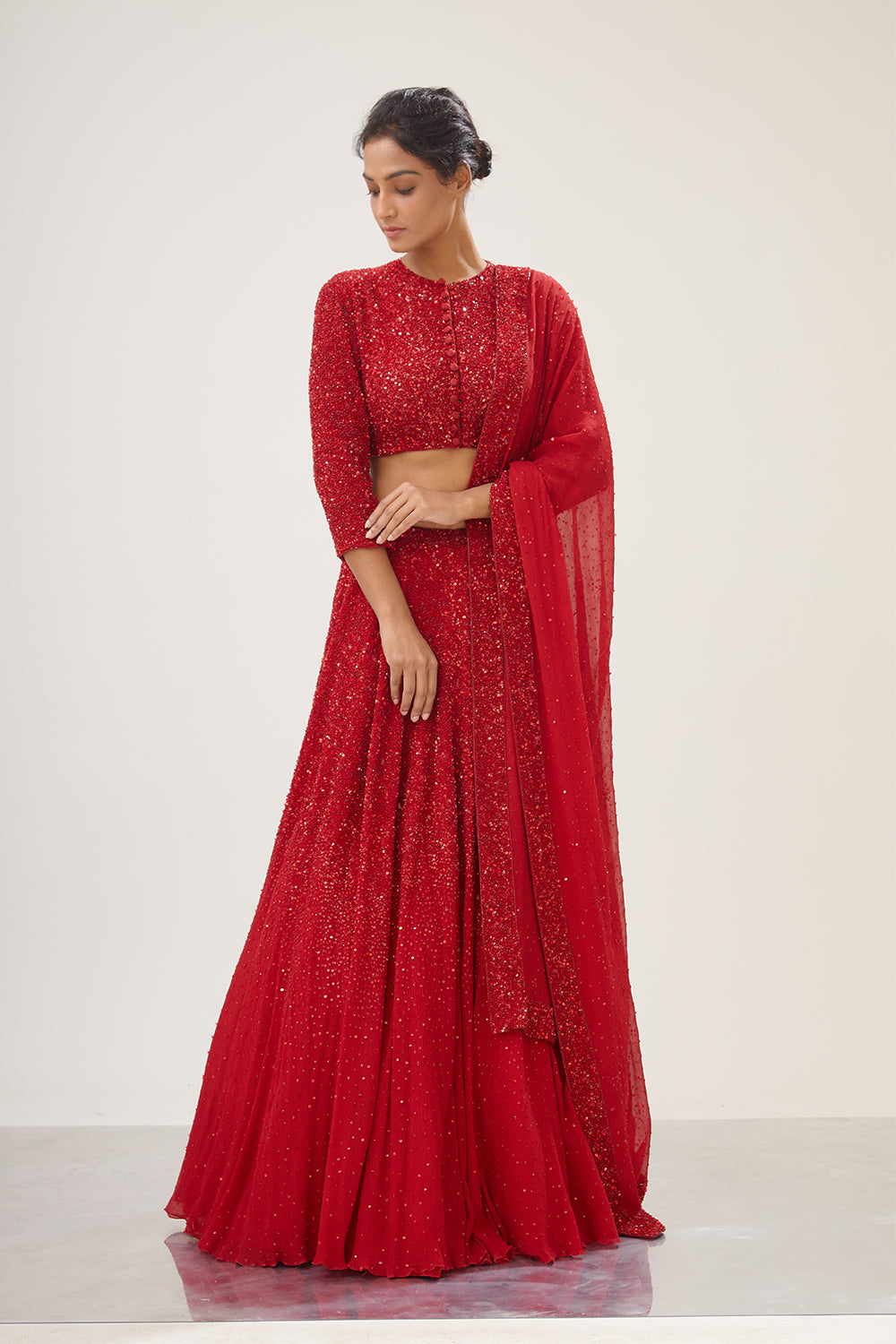 Lehenga Set in Tonal Sequin Embroidery