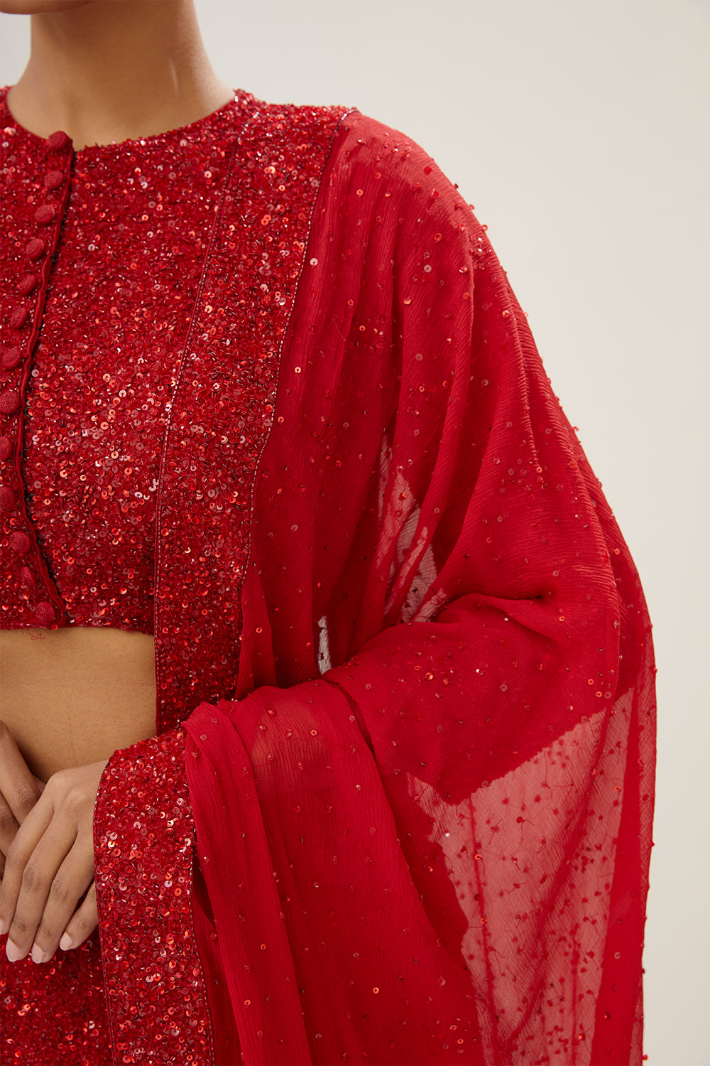 Lehenga Set in Tonal Sequin Embroidery