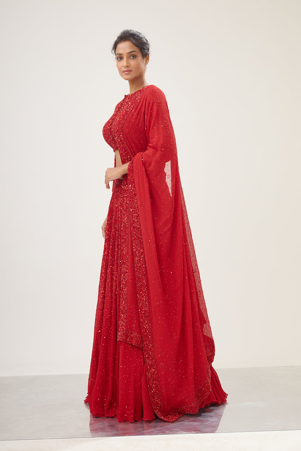 Lehenga Set in Tonal Sequin Embroidery