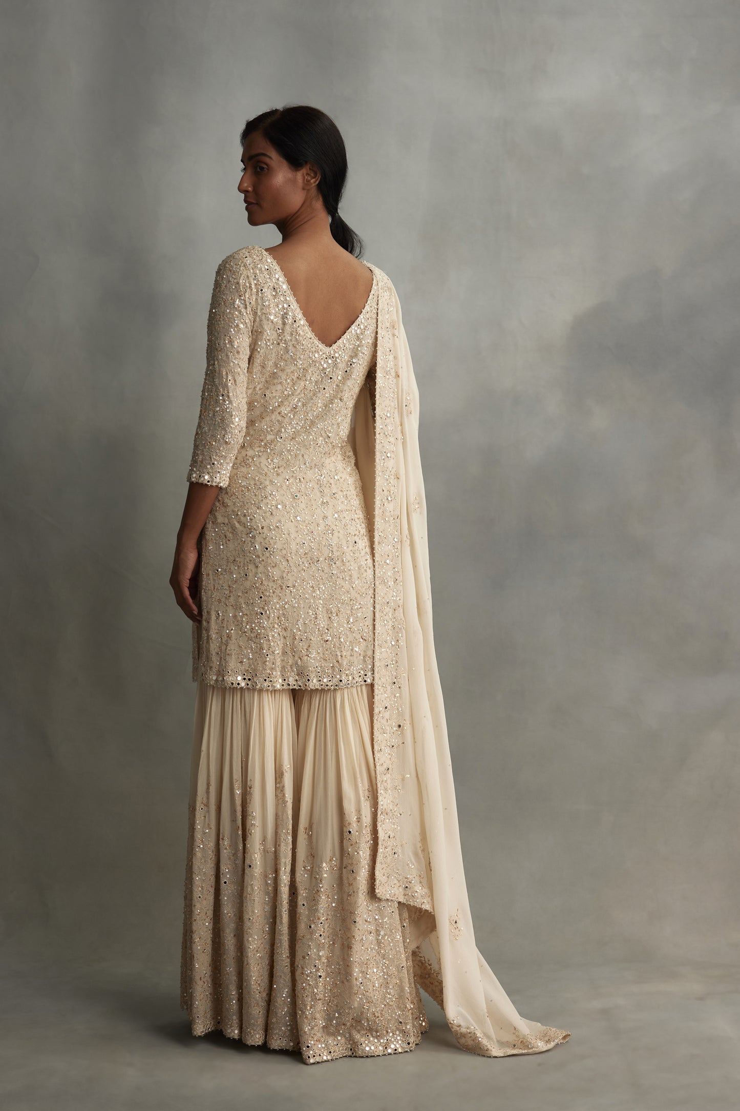 Gharara Set in mirror and thread embroidery