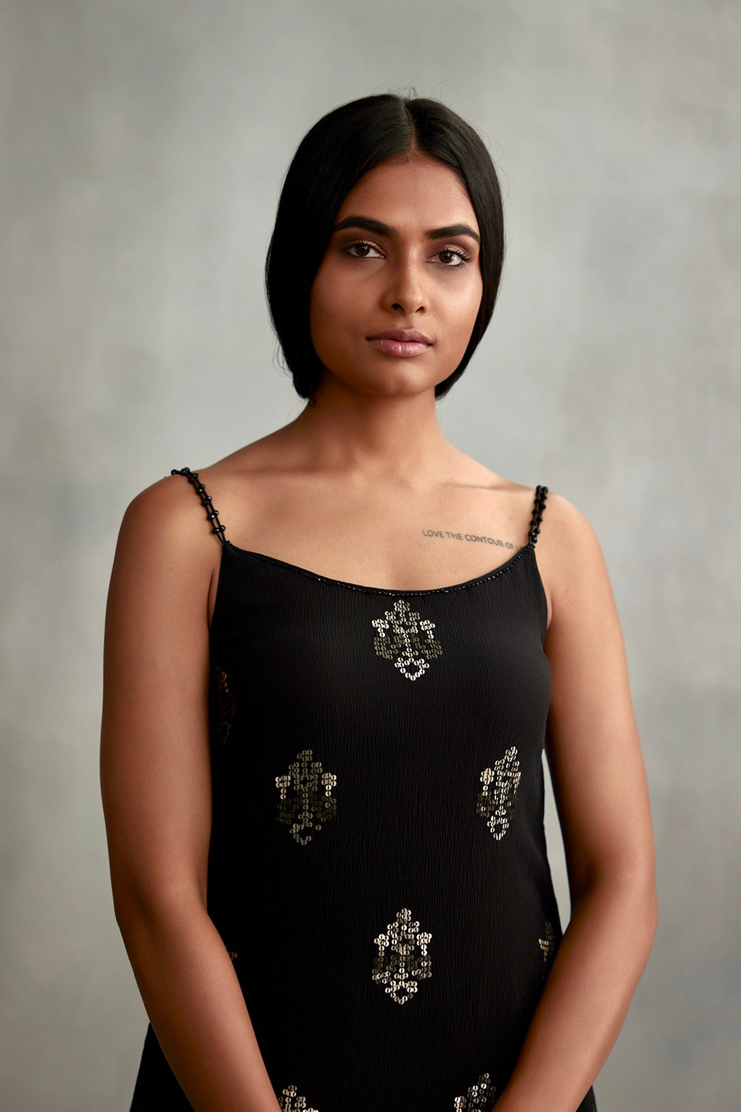 Jacket Set in Ikkat sequin embroidery