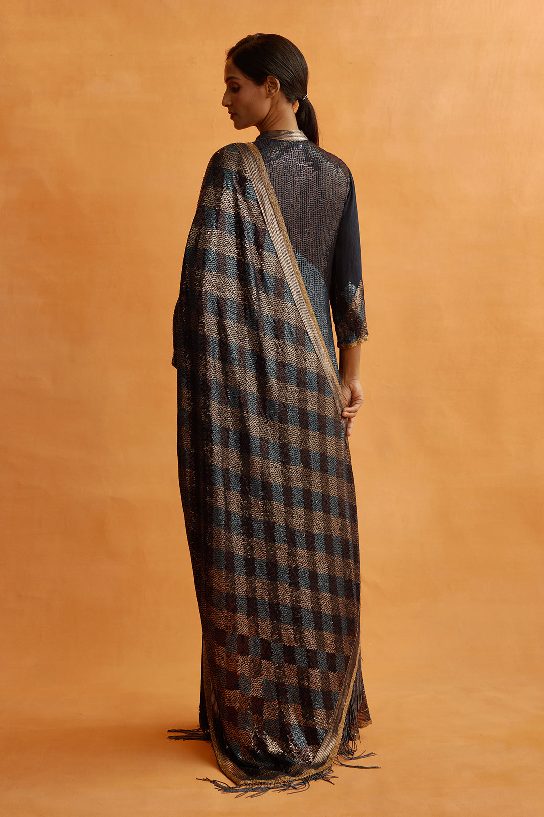 Gharara Set in Metallic Sequin Embroidery