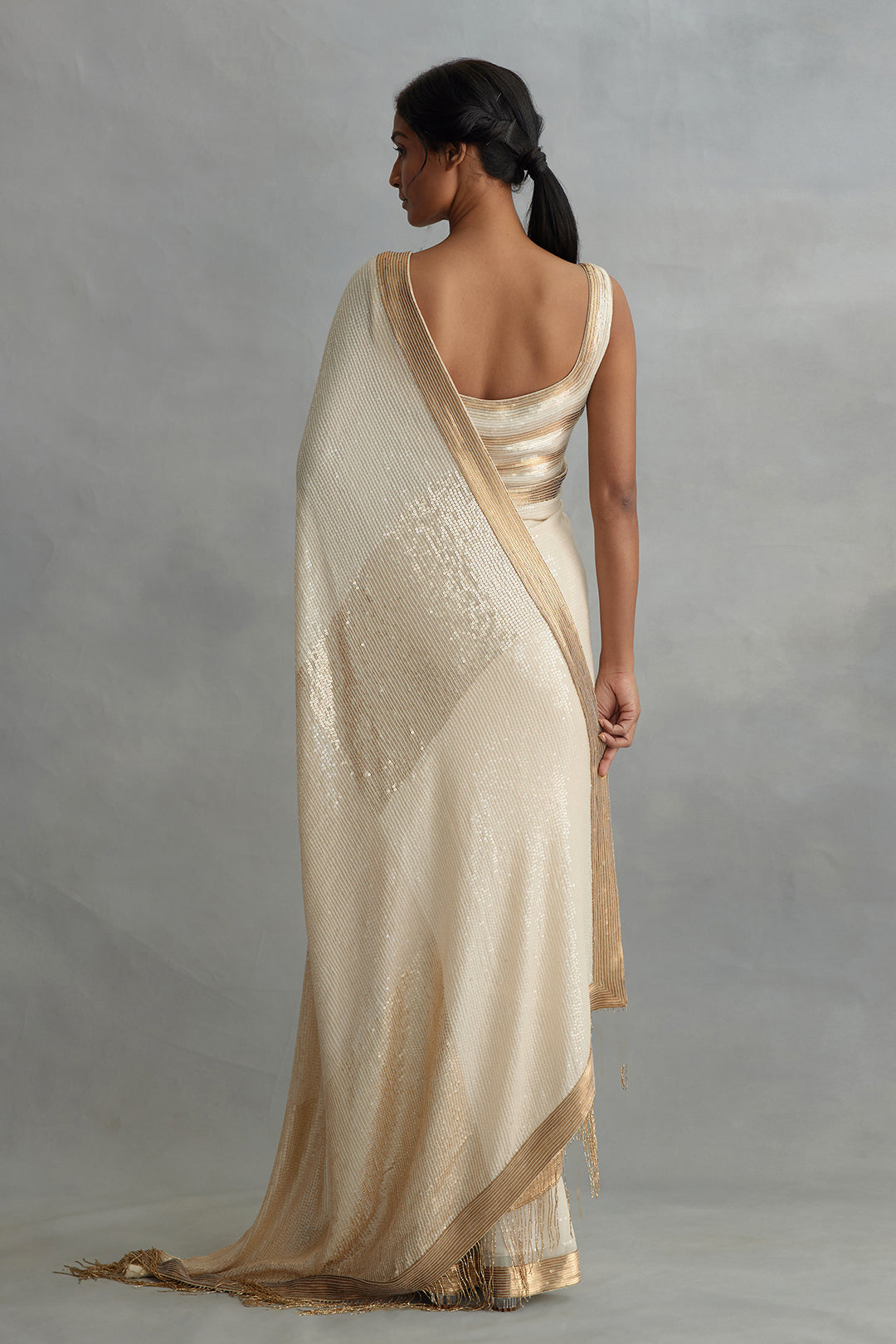 Sari Set in Colour Block Sequin Embroidery