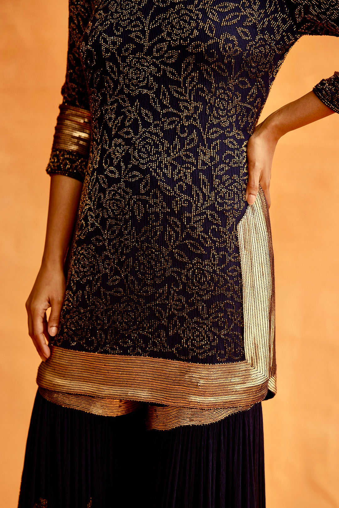 Gharara Set in Spiral Bead work Embroidery