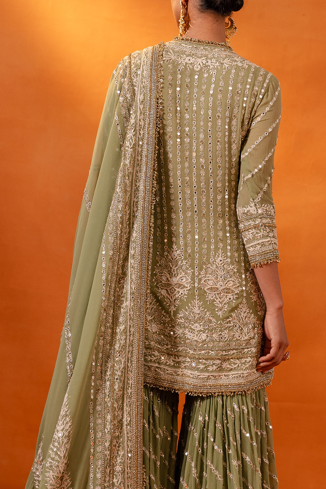 Gharara Set in Mirror and Thread embroidery