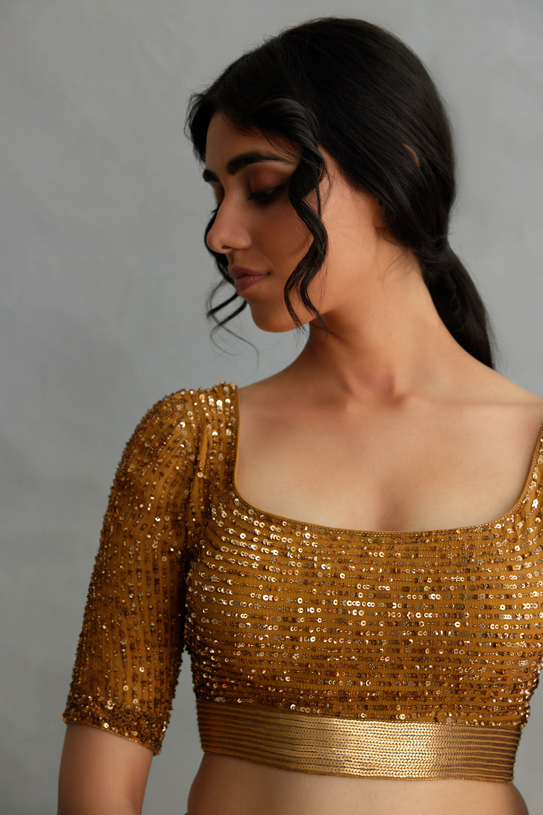 Lehenga Set in all over Line Sequin Embroidery