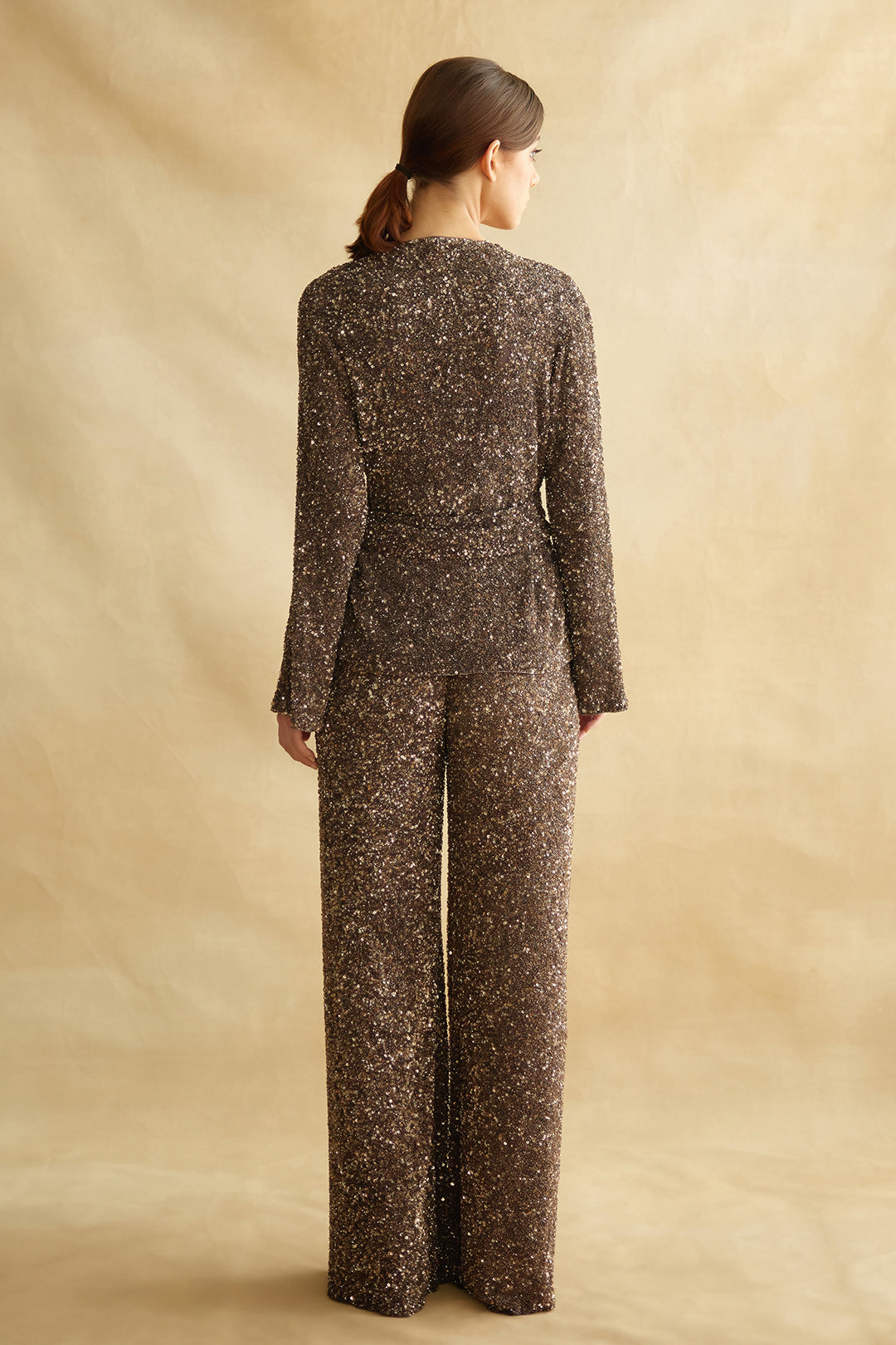 Jacket Set with all over Sequin Embroidery
