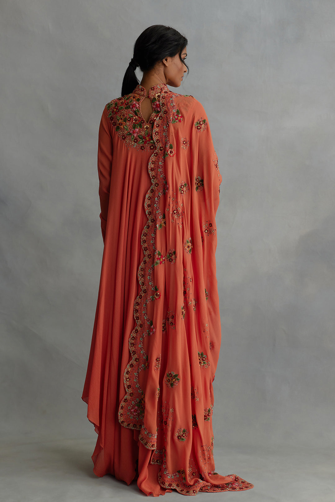 Asymmetric Kurta Set with Multi Thread Embroidery