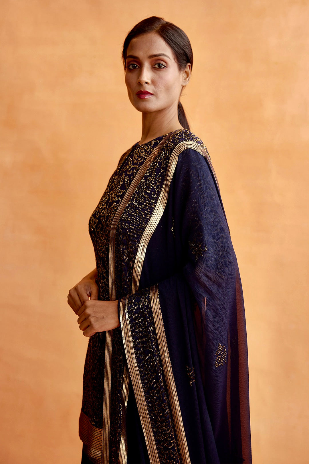 Gharara Set in Spiral Bead work Embroidery
