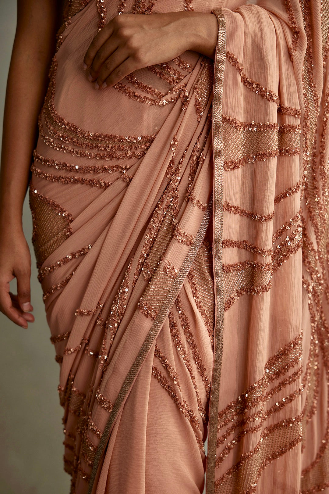 Sari Set in tonal sequin embroidery