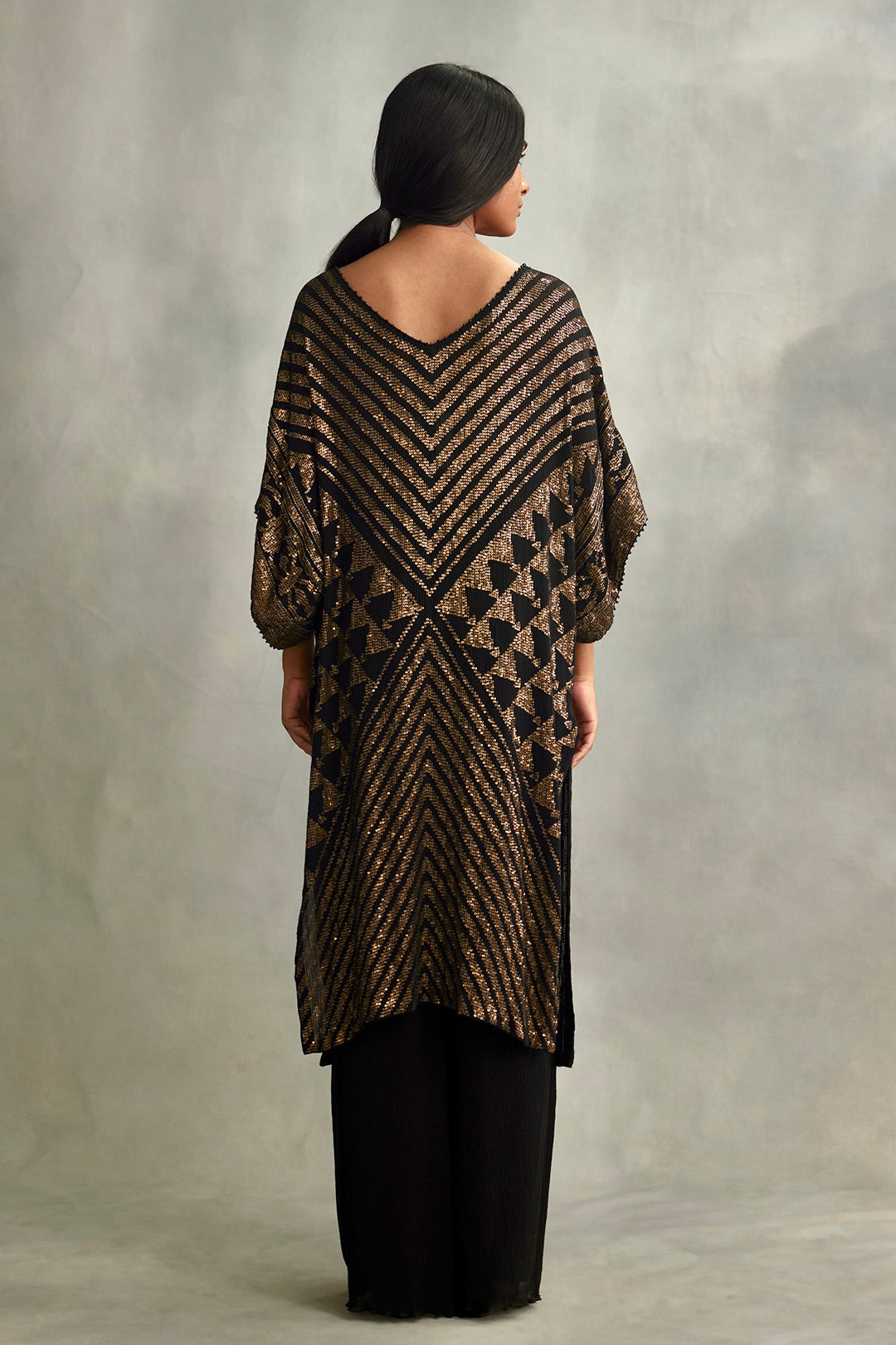 Kaftan Set In Small Sequin Embroidery