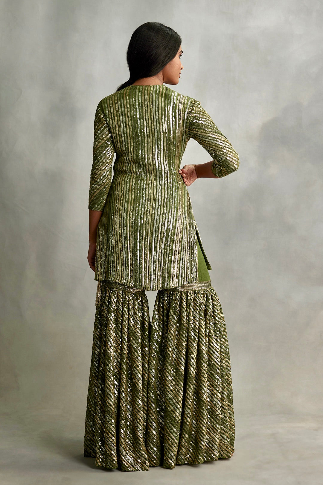 Gharara Set in mix small sequin embroidery