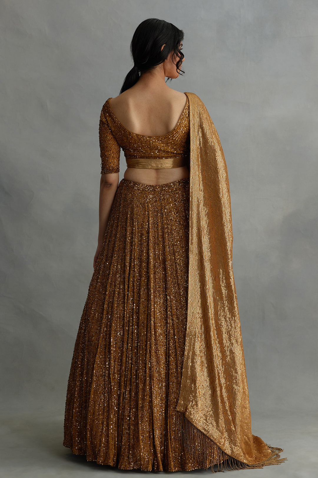 Lehenga Set in all over Line Sequin Embroidery