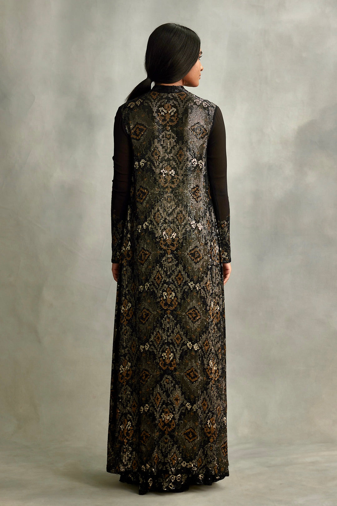 Jacket Set in Ikkat sequin embroidery