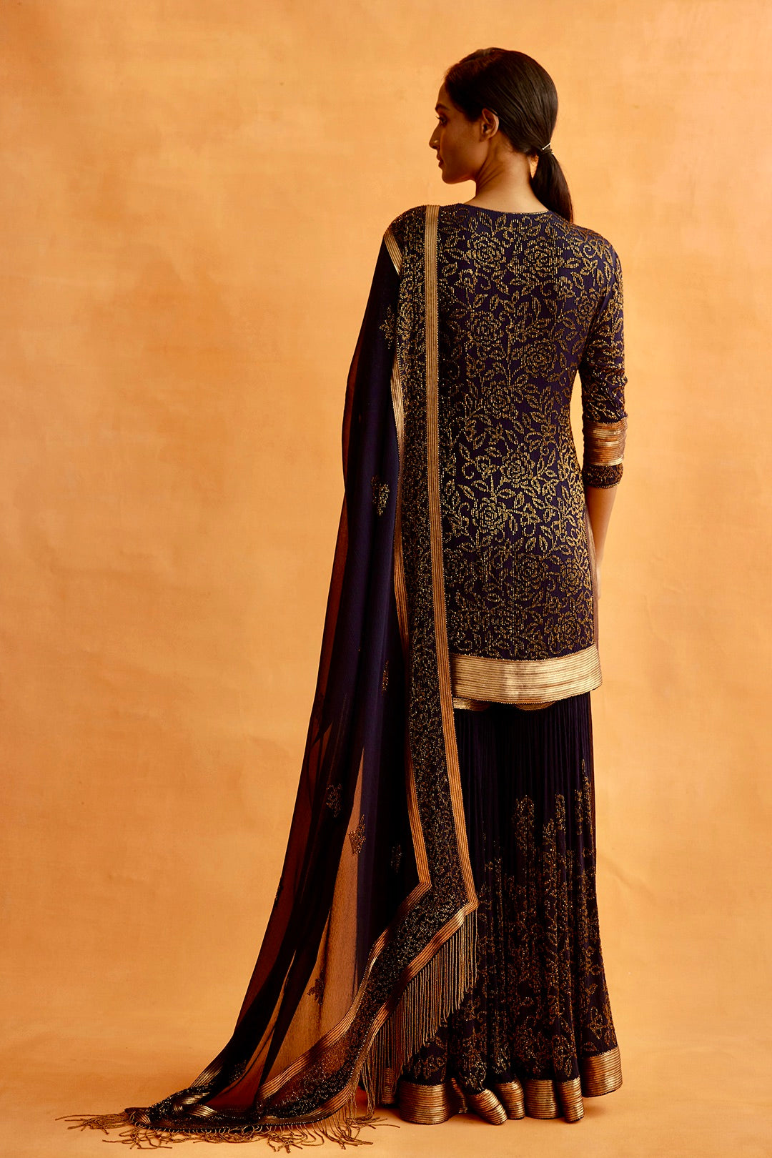 Gharara Set in Spiral Bead work Embroidery