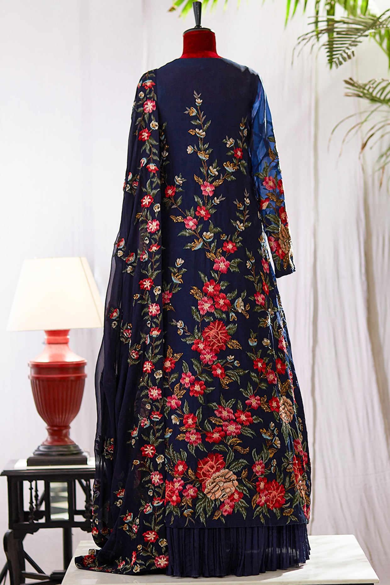 Jacket Set in Floral Thread Embroidery