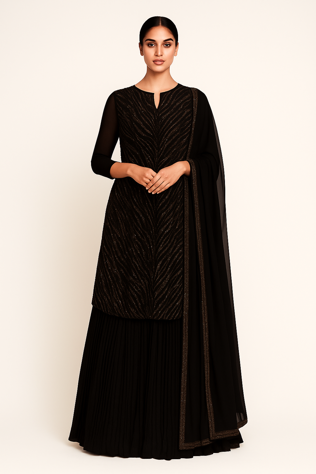 Kurta Set with Sequins Embroidery