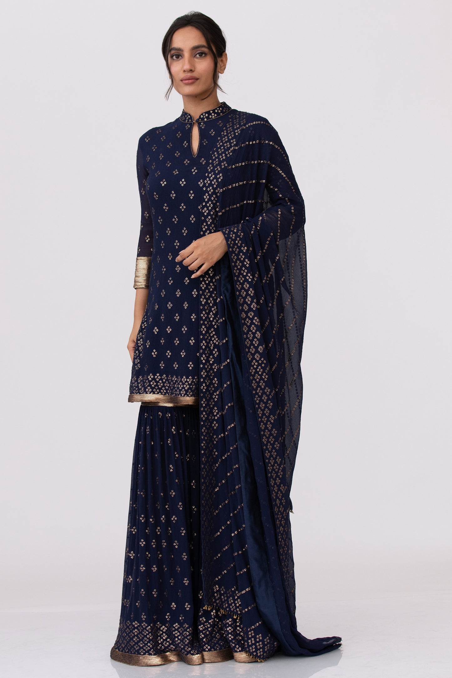 Gharara Set with Bandini inspired gold sequin Embroidery