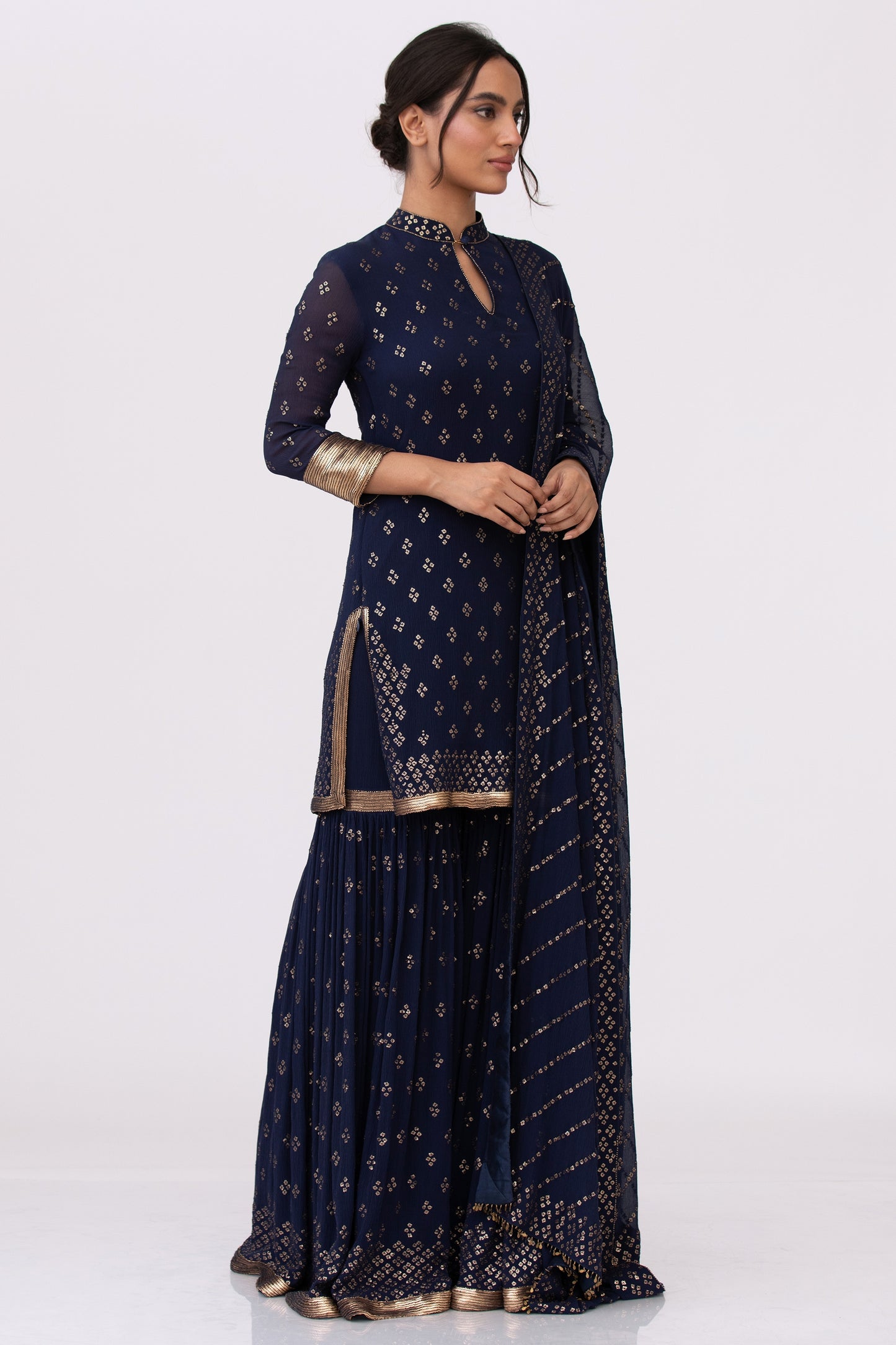Gharara Set with Bandini inspired gold sequin Embroidery