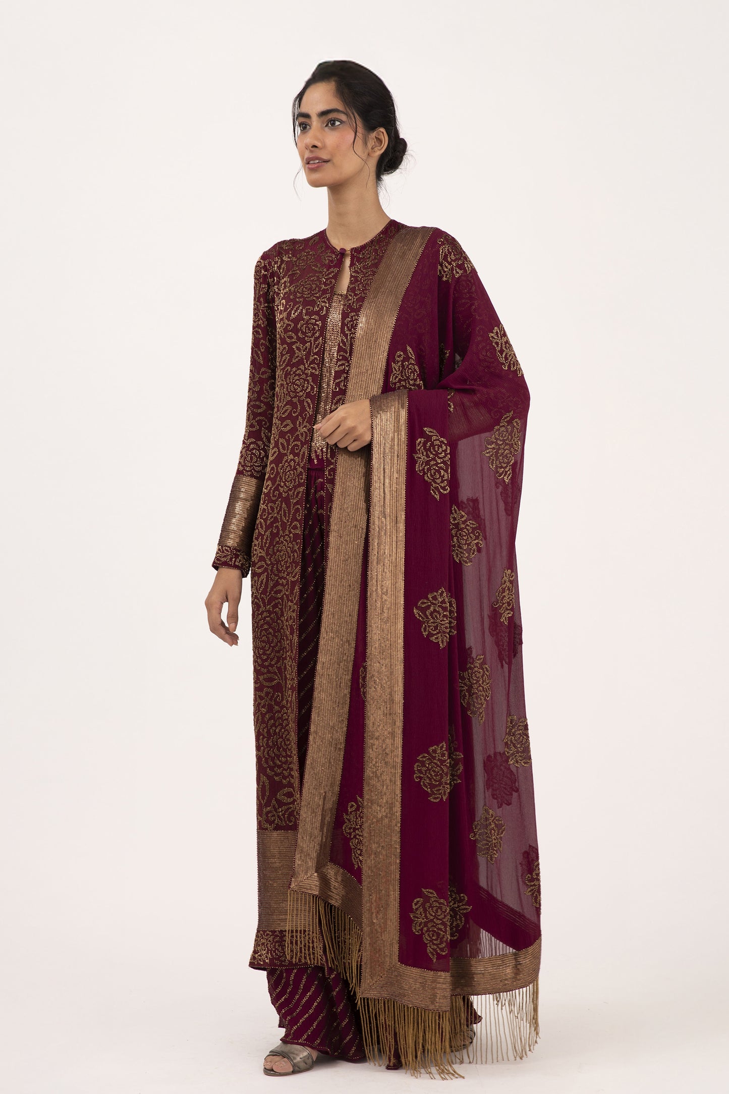 Jacket Set in Intricate Spiral Beadwork Embroidery