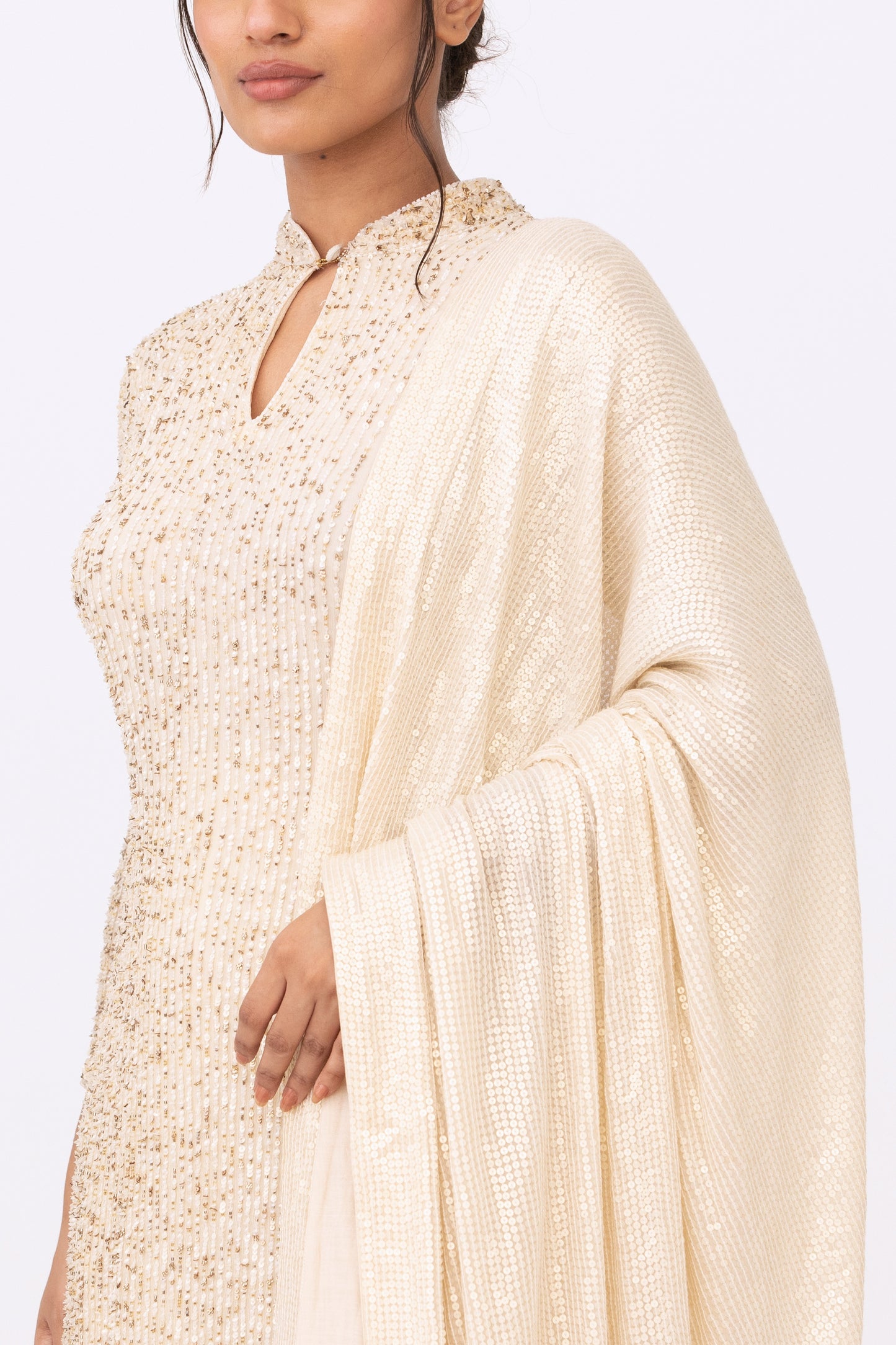 Gharara Set in Tonal Line Sequin Embroidery