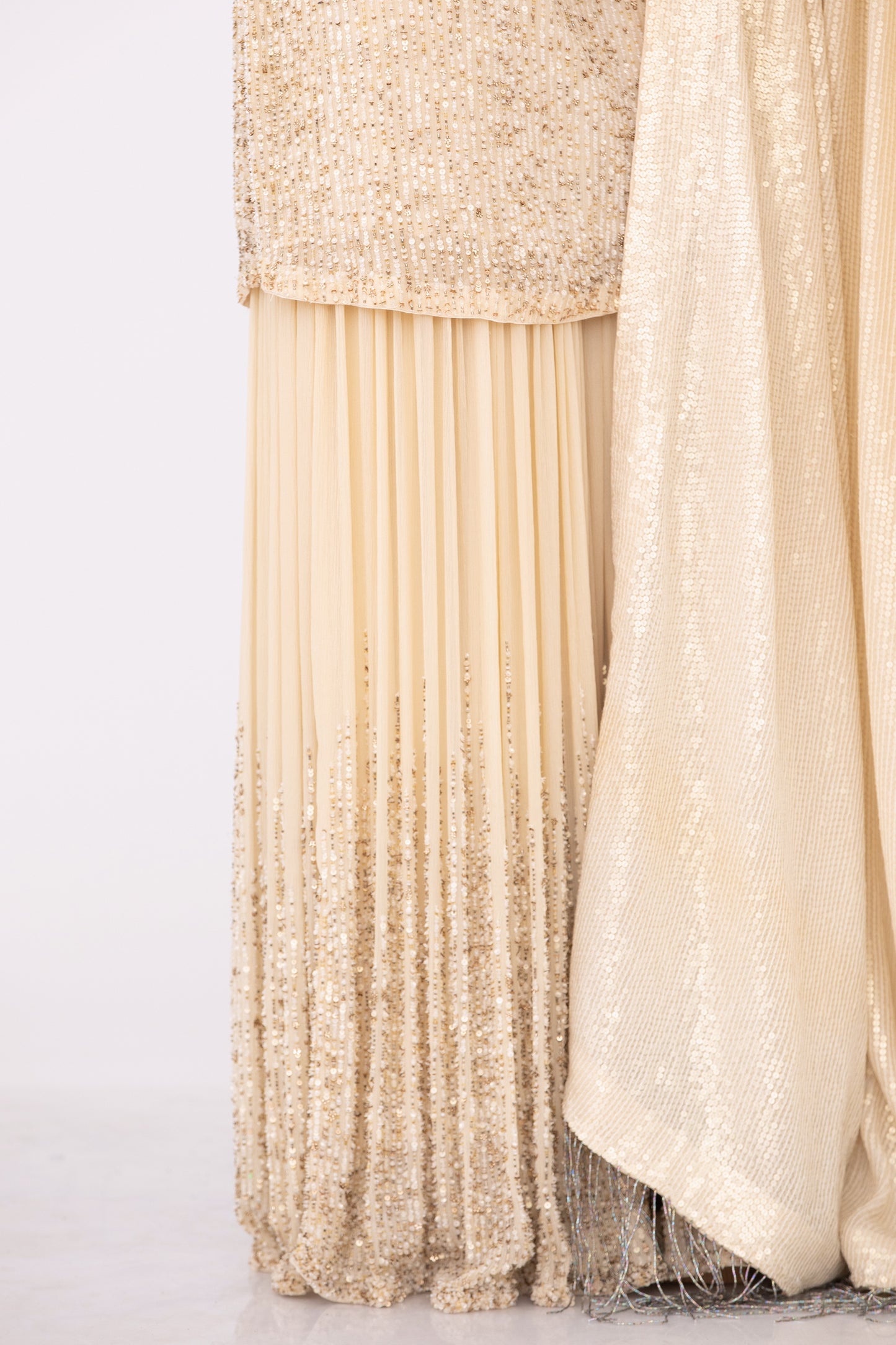 Gharara Set in Tonal Line Sequin Embroidery