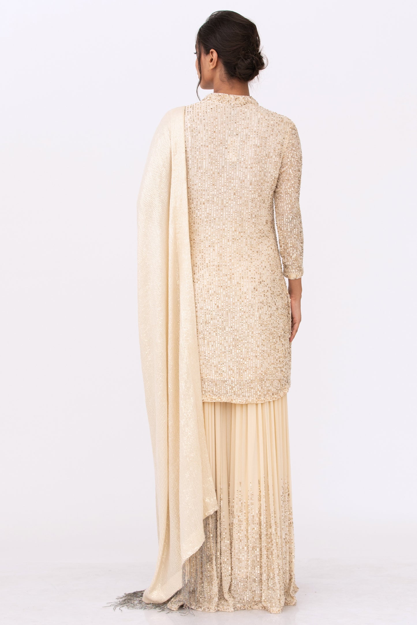 Gharara Set in Tonal Line Sequin Embroidery