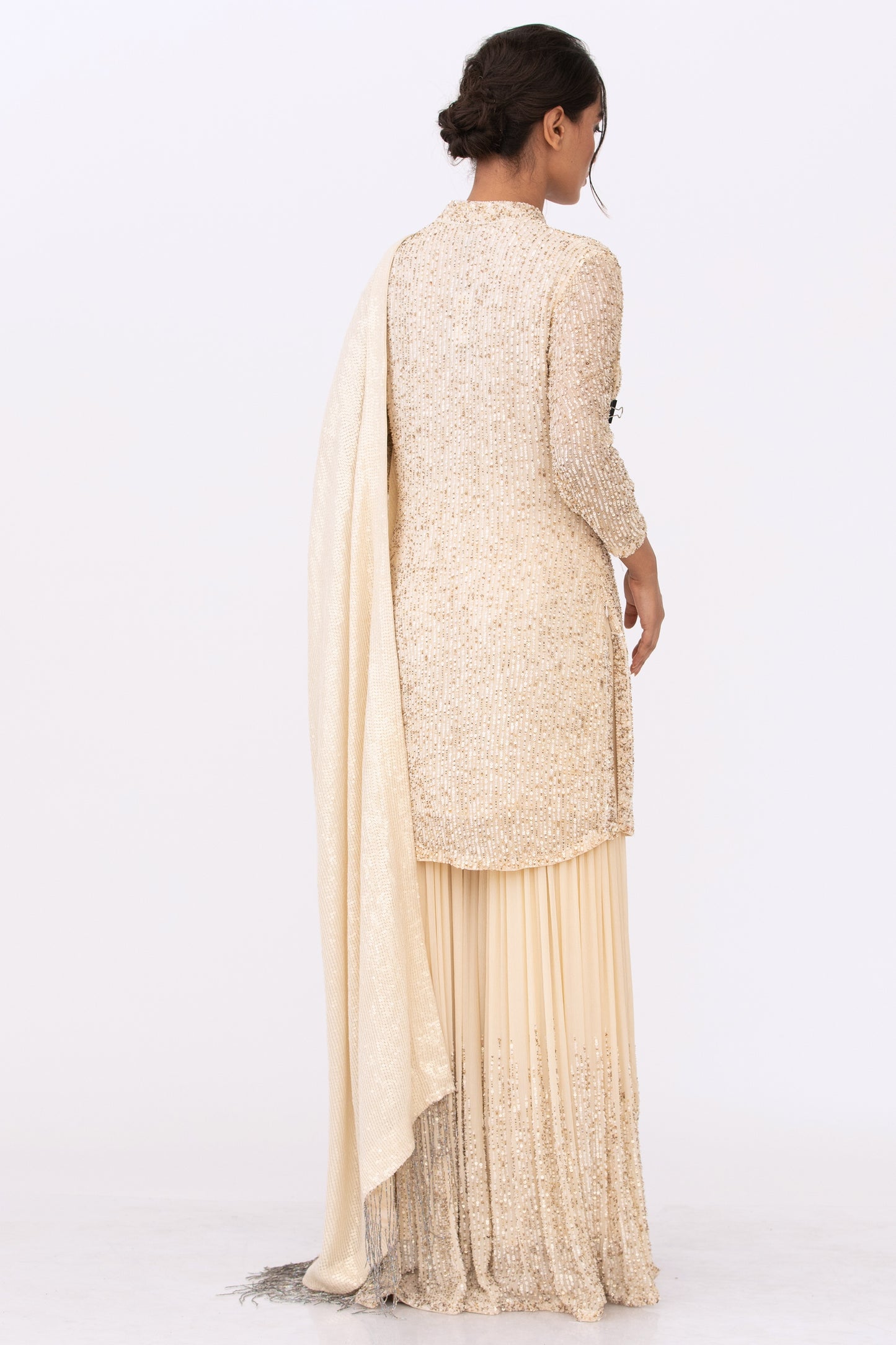 Gharara Set in Tonal Line Sequin Embroidery