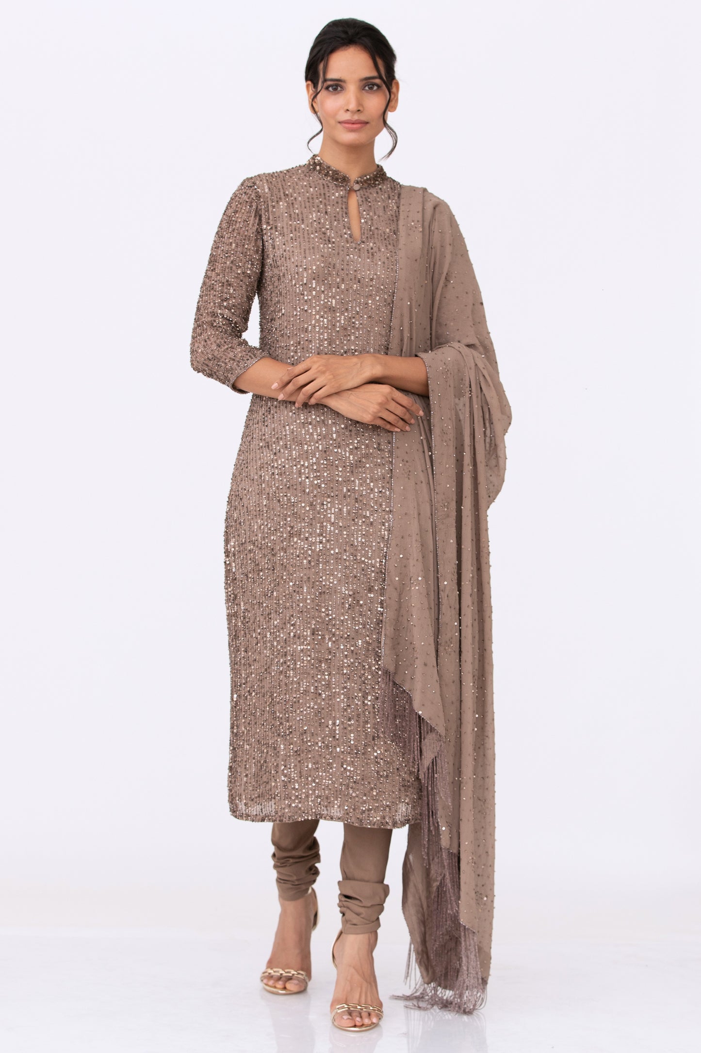 Kurta Set in Line Sequins Embroidery