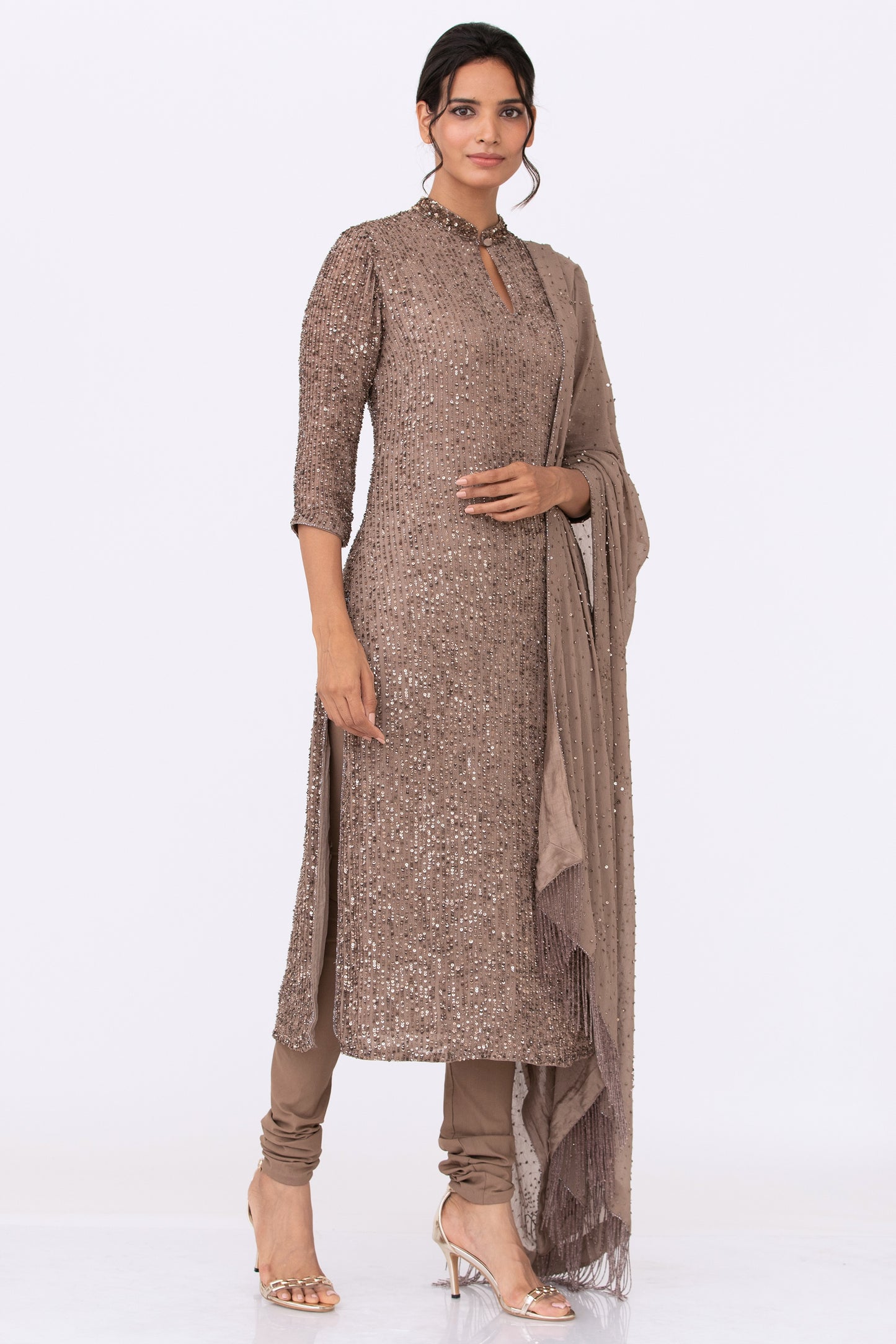 Kurta Set in Line Sequins Embroidery