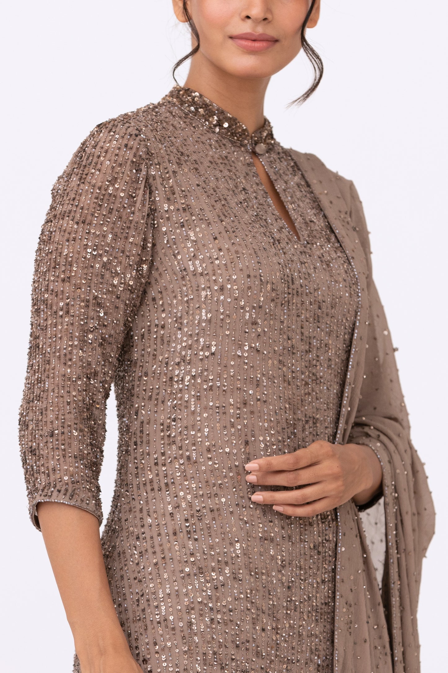 Kurta Set in Line Sequins Embroidery