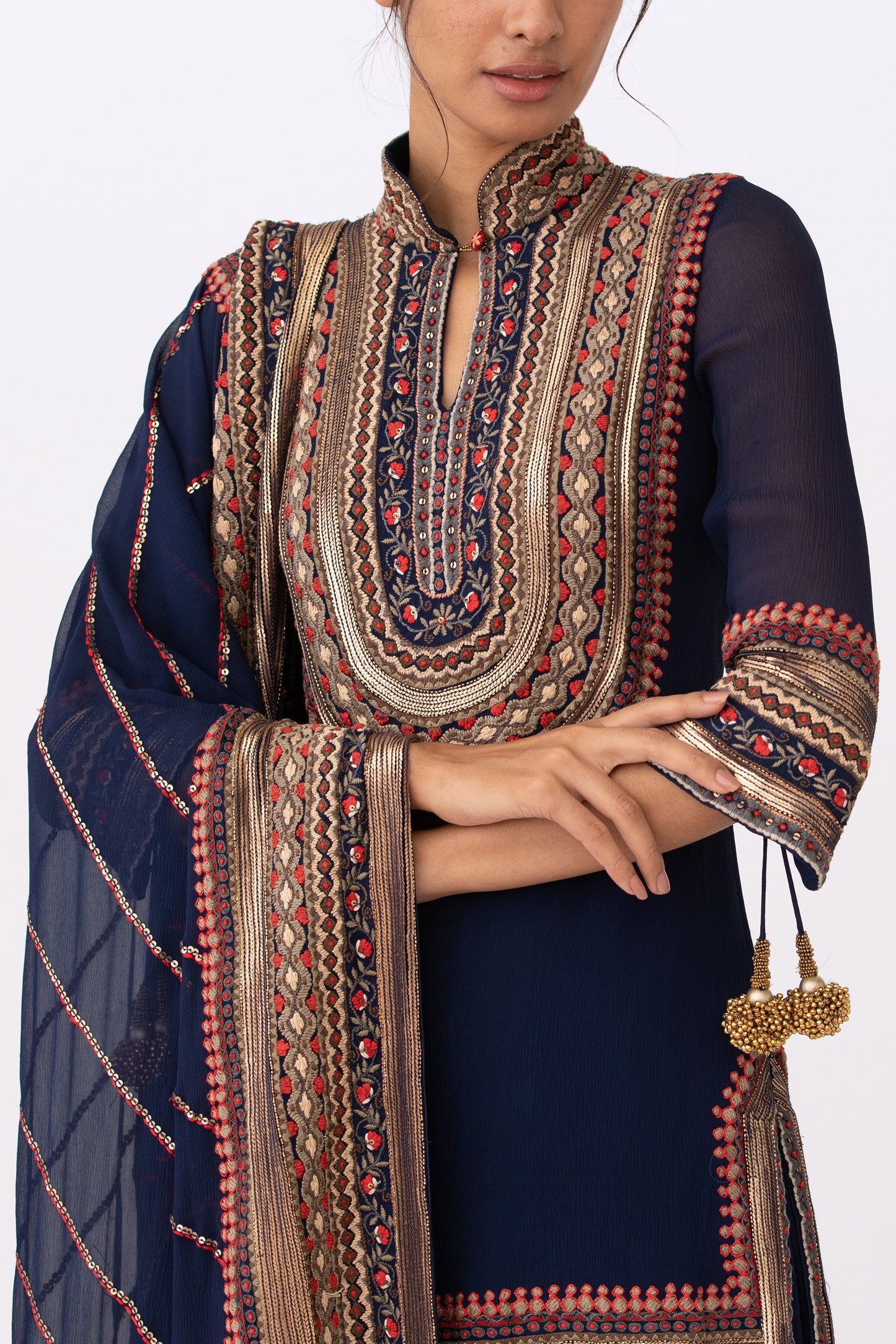 Gharara Set in Tribal Thread and Sequin Embroidery