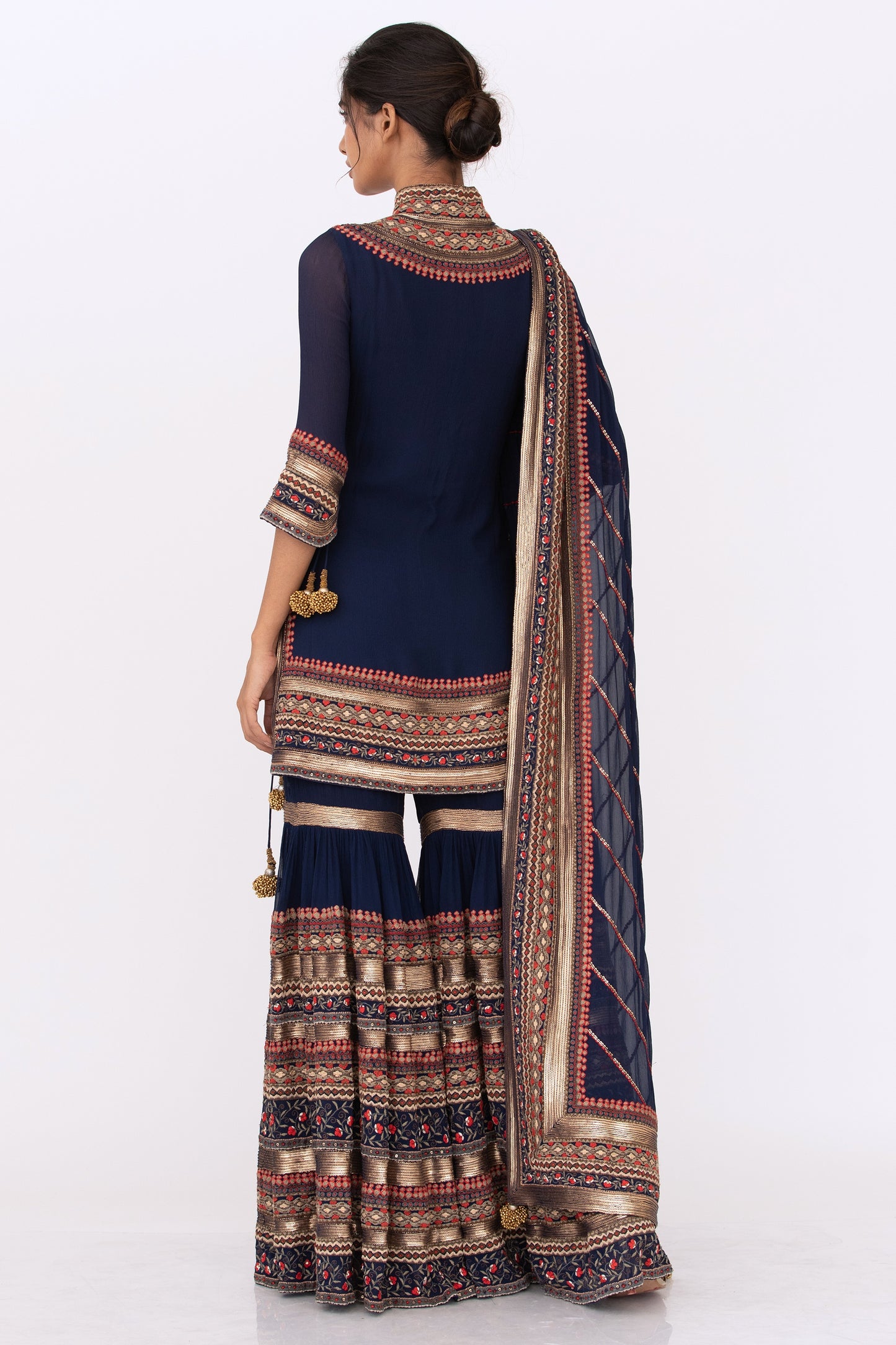 Gharara Set in Tribal Thread and Sequin Embroidery